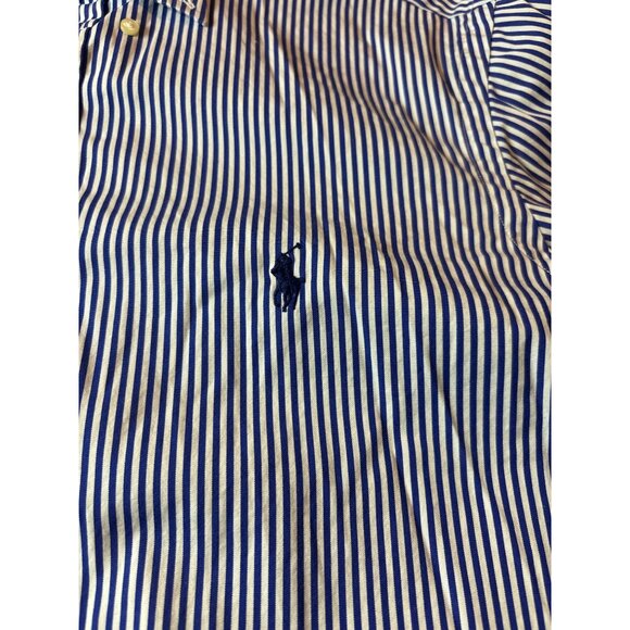Ralph Lauren Mens Blue & White Striped Cotton Button-Down Shirt Size 15.5 - Picture 3 of 12